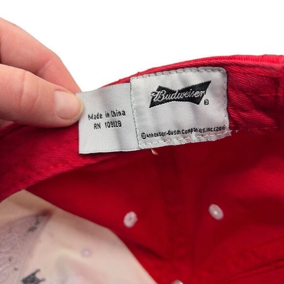 Y2k sparkles Budweiser Baseball Cap Red/Blue Adjustable Strap Hat - Picture 9 of 12